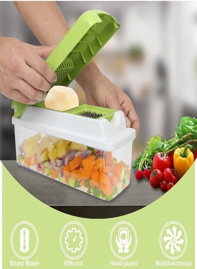F4FIVE 13-in-1 Multipurpose Vegetable Chopper & Food Slicer - Grater, Dicer, Peeler, and Chipser with Unbreakable Food-Grade Body, Easy Clean Push Button, Kitchen Cutter for Fruits & Vegetables (1) - Image 4